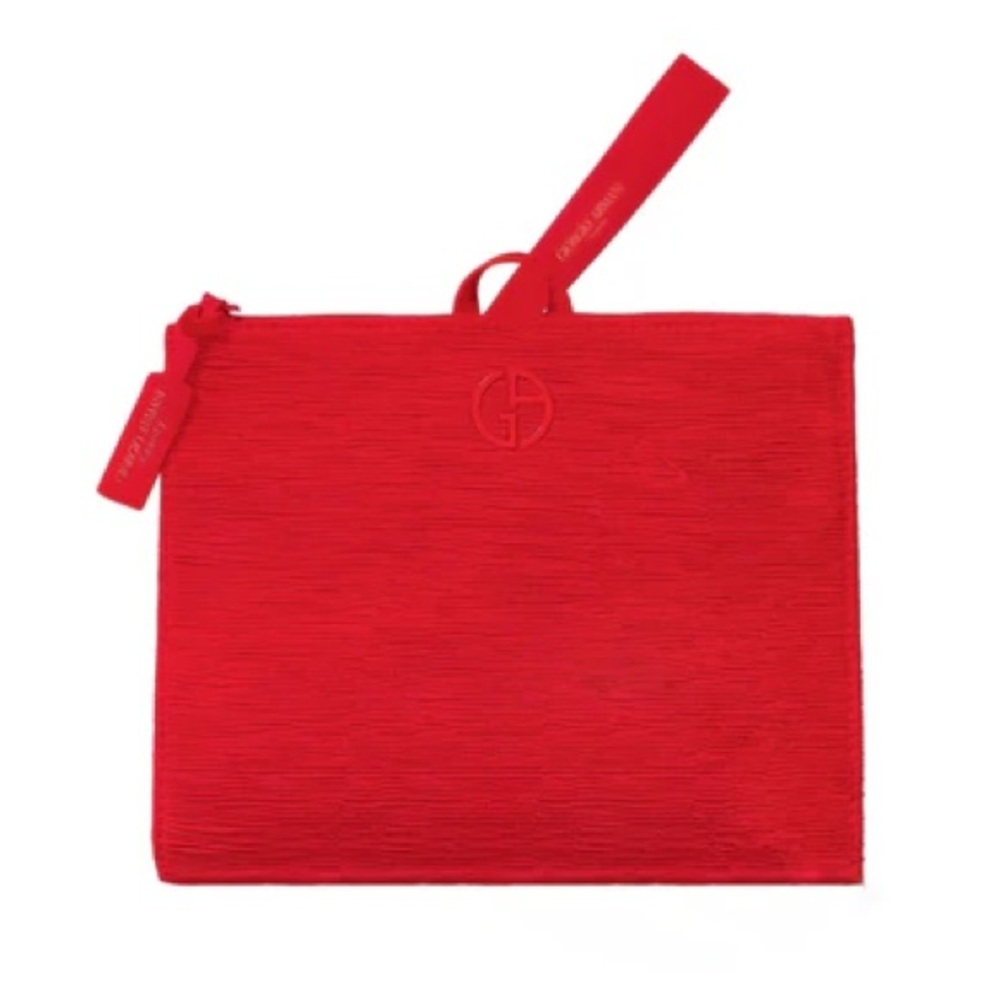 Giorgio Armani Vibrant Red Textured Wristlet Clutch